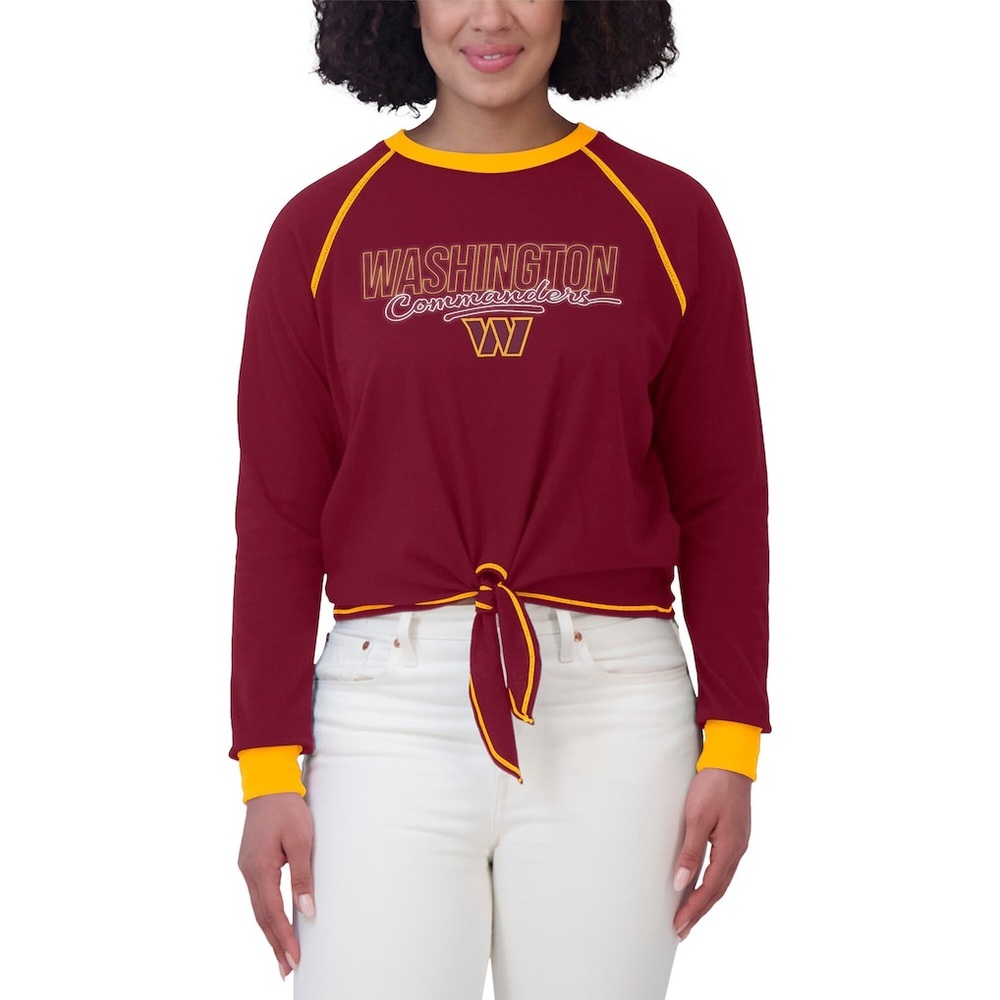 *NWT* WEAR by Erin Andrews Burgundy Washington Commanders Tie-Front Long Sleeve